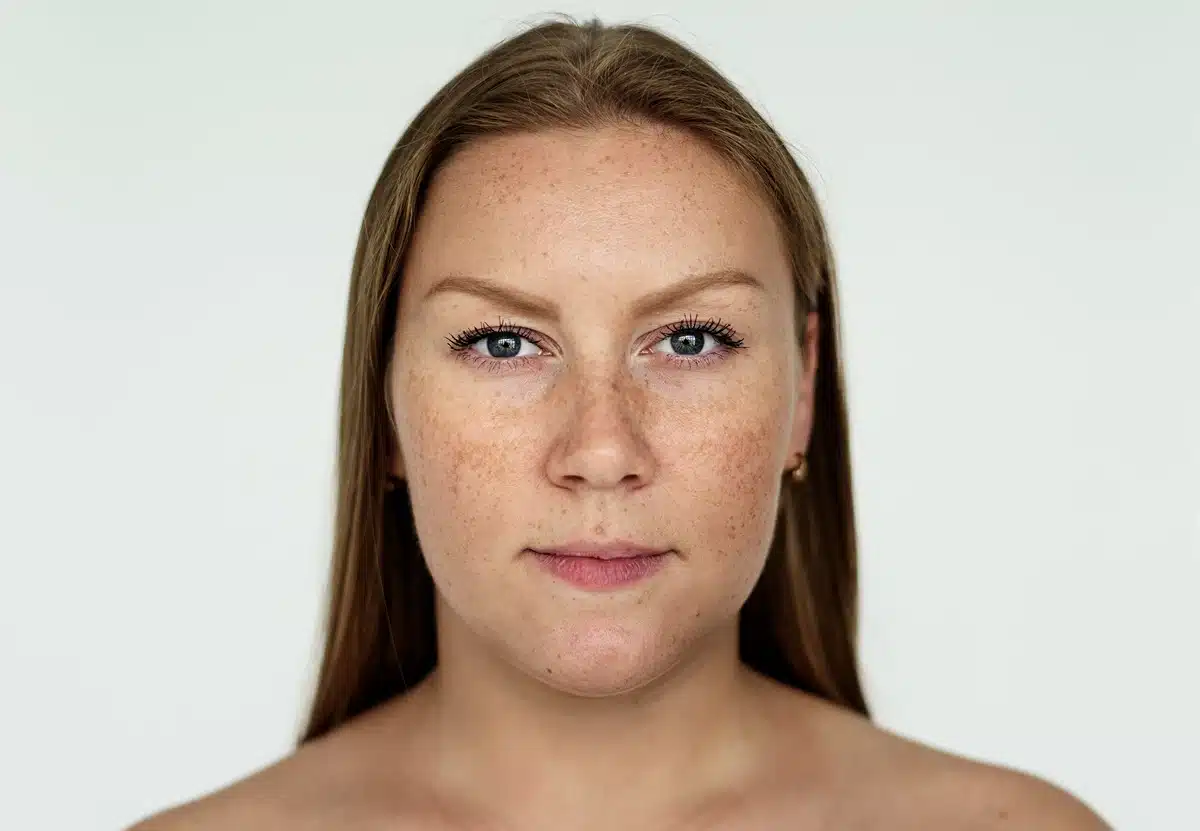 russian woman in a white background